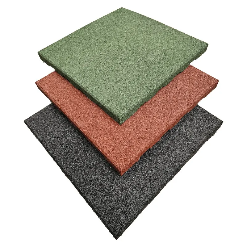 Caucho Hueco LOSETA DE CAUCHO 50x50 | 40mm | TACO DE APOYO | Verde | DENSIDAD STANDARD  